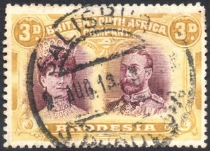 Rhodesia 1910-13 3d magenta & ochre P14, Double Head, SG.136, fine used cat.£18 - Picture 1 of 1