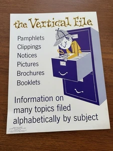 Vintage 1965 School Libary Poster “The Vertical File” 16” x 12.5” Hippie NOS - Picture 1 of 6