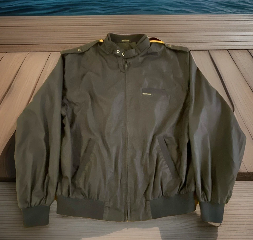 Jaqueta Cafe Racer Vintage Apenas Membros Grande Azul Escuro Quebra-Vento Zíper Leve - Imagem 1 de 4