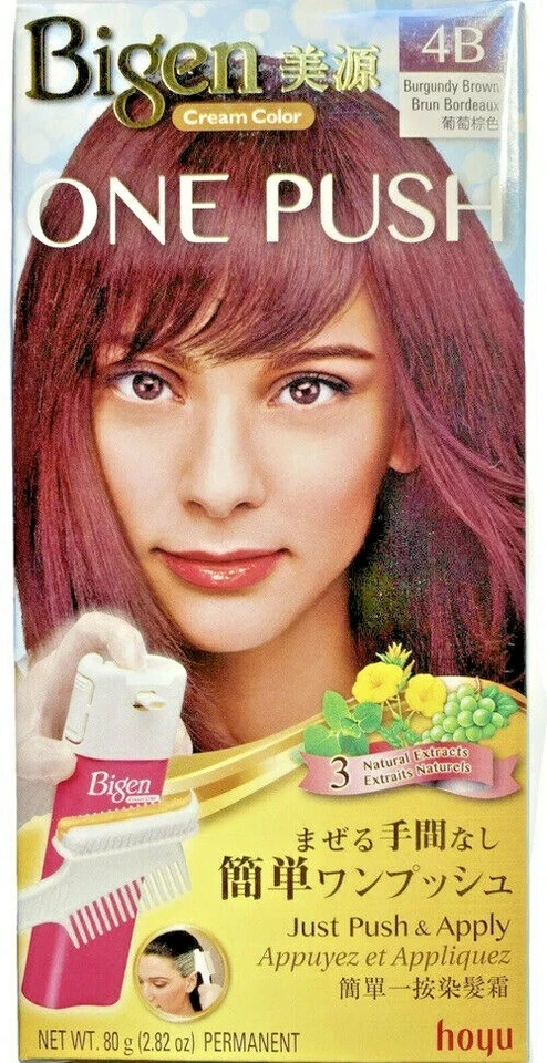 US SELLER Bigen One Push #4b Burgundy Brown No Mix Hair Color Covers Gray