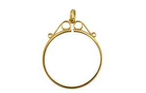 9ct Yellow Half Sovereign Scroll Top Coin Mount Holder - FM62HL - Picture 1 of 1