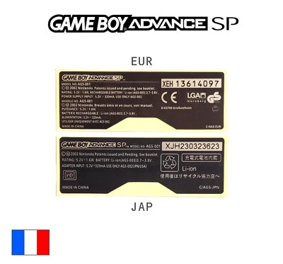 Sticker GAME BOY ADVANCE SP Label Nintendo GBA SP Coque - Bild 1 von 3