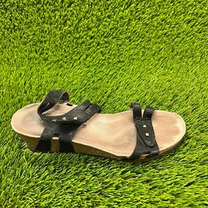 Mephisto Minoa Womens Size 8 Black Brown Casual Walking Outdoor Wedge Sandals - Picture 1 of 8
