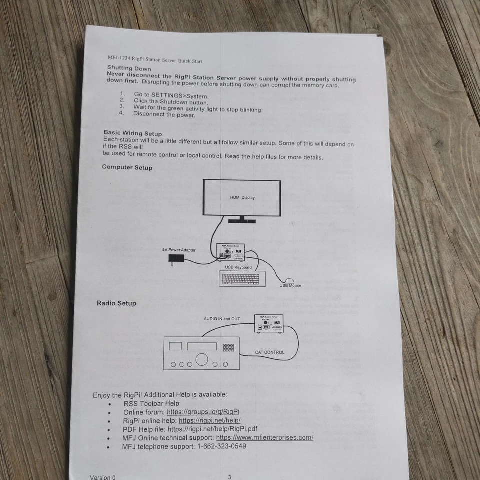 MFJ-1234 RigPi Station Server Quick Start Instruction Manual - Image 1 of 1