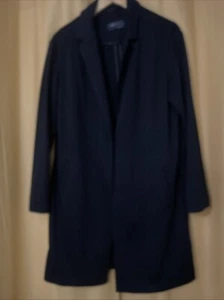 M & S Womens Black Overcoat Coat Size 12 Single Button Funeral Office Summer - Picture 1 of 6