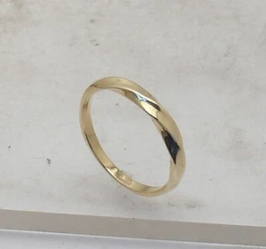 3D Size 7 Unique Twisted Top Band Ring Real Solid 14K Yellow Gold - Picture 1 of 4