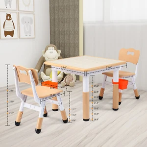 Kids Adjustable Toddler Table and Chairs Set Children Play Table for Age 3-8 - Picture 1 of 14