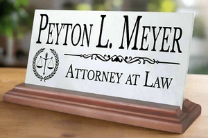 Attorney Nameplate Gift - Solid Marble - Lawyer Custom Desk Name Plate - Picture 1 of 7