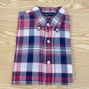 Ralph Lauren Check Shirt Medium Purple White 23" Pit-to-Pit Short Sleeve Buttons - Picture 1 of 8