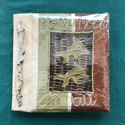 Hawaii Honeymoon Scrapbook Hand Crafted Photo Album Porpoise Rustic 8x8 Handmade - Image 1 of 4