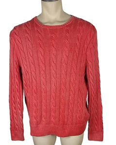 Polo Ralph Lauren Red Cotton Cable Knit Mens Crew Neck Sweater Sz Large - Picture 1 of 4