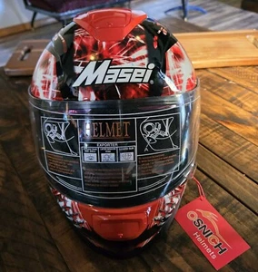 Mens LG/XL Motorcycle Helmet Street Bike Viser Shade Vents Osnich Masei 833 C1L - Picture 1 of 15