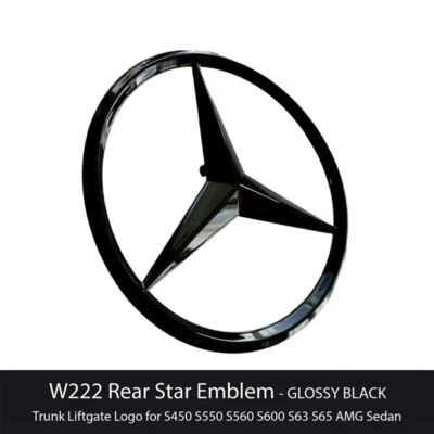 For MB W222 S Gloss Black Star Trunk Emblem AMG S63 S65 S550 Rear Logo Badge US - Image 1 of 4