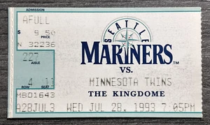 Ken Griffey, Jr HR 8 Straight Game Mariners vs Twins Ticket Stub 7/28/93 - Picture 1 of 2
