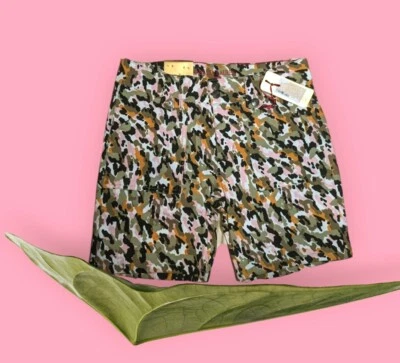 Pantalones Cortos SABRINA LAUREN $62 Rosa Rosa Verde Camuflaje BERMUDA ELÁSTICOS Talla 6 Para Mujer  Foto 1 de 4