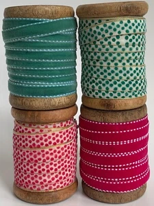 10mt Danish Soft Velvet Wooden Spool Ribbon Trim Doll Bear Gift Wrap Sewing - Picture 1 of 5