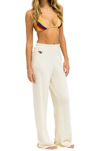 NWOT AVIATOR NATION WIDE LEG POCKET WOMEN'S SWEATPANTS VINTAGE WHITE SZ M $170 - Picture 1 of 23