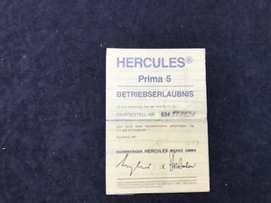Omologazione Hercules Prima 5 Tipo 634 Febr. 1982 originale - Foto 1 di 2