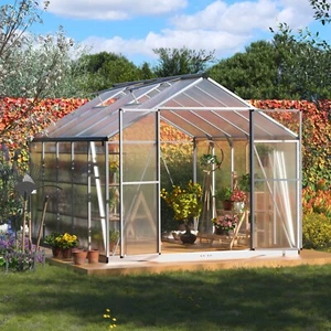8x10 FT Walk-in Polycarbonate Greenhouse for Garden W/ Double Lockable Door - Picture 1 of 14