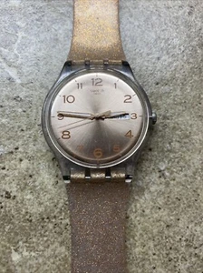 Orologio Vintage Swatch Rosa Glistar Donna Unisex 41mm Oro Rosa Glitter - Foto 1 di 7