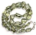 Collier perles pépites à facettes gemme d'améthyste verte prasiolite taille 9 à 16 mm 19"