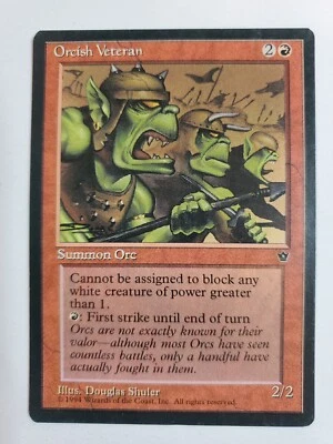 MTG Magic The Gathering Card Orcish Veteran Summon Orc Red Fallen Empires 1994 - Image 1 of 2