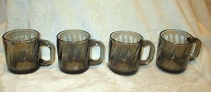 Sammlerstück ~ Libbey ~ rauchgraues Wirbel optisches Muster ~ Kaffeetassen/Tassen ~ 4 Stück - Bild 1 von 11