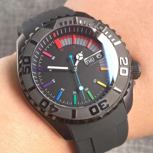 42mm Bliger Sterile Black Dial Sapphire NH35A Automatic Mens Watch Rubber Strap - Picture 1 of 7