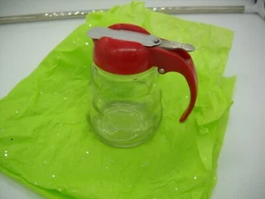 Vintage Dripcut Dispenser Red Top Glass Beehive Syrup Honey Made in USA Works - Picture 1 of 11
