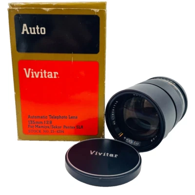 Vtg Auto Vivitar 135mm F2.8 Telephoto Lens for Mamiya Sekor Pentax SLR Hood - Image 1 of 4
