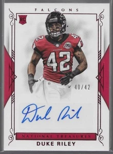 2017 Panini National Treasures Duke Riley Auto 40/42 Red #135 Atlanta Falcons - Picture 1 of 4