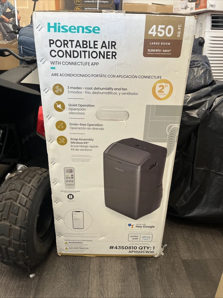 Hisense 10000 BTU Inversor Portátil Inteligente Aire Acondicionado con Wi-Fi/Remoto Nuevo en Caja Foto 1 de 1