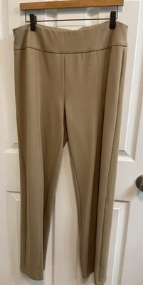 New Directions Large Pull on Dress Pants Khaki Stretch Rayon Nylon Blend - Image 1 of 4