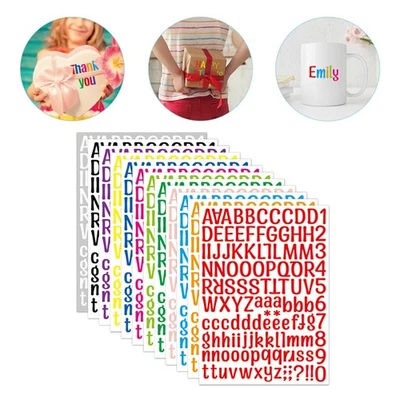 12 Sheets Alphabet Stickers Letter Number Stickers Self Adhesive letter stickers - Image 1 of 4