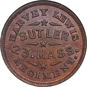23. Massachusetts Bürgerkrieg Soldat Sutler Medaille Harvey Lewis R6 NGC MS65 - Bild 1 von 4