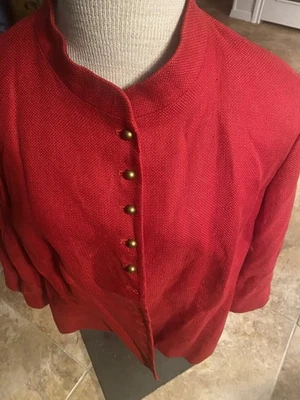 Blazer/jaqueta feminina Ralph Lauren de linho estilo equestre vitoriano vermelho tamanho 14W - Imagem 1 de 4