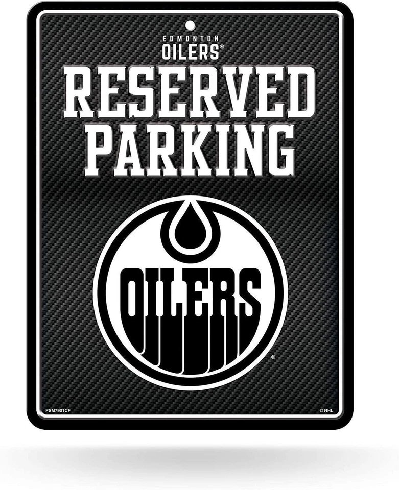 Edmonton Oilers Metal Parking Novelty Wall Sign 8.5 x 11 Inch Carbon Fiber... - Image 1 of 3