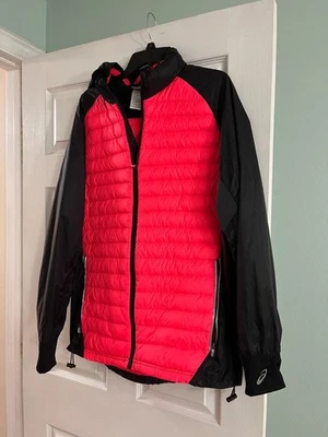 Asics Invierno Running Térmico Puffer Abajo Chaqueta Sudadera con Capucha XL ROJO NEGRO REFLECTANTE Foto 1 de 4