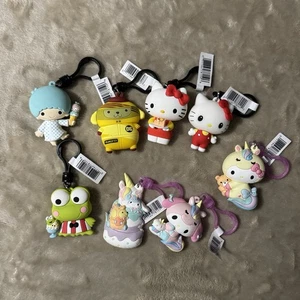 sanrio hello kitty official figural monogram bag clip lot of 8 my melody kiki - Picture 1 of 1