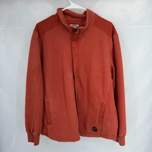 Carbon2Cobalt Men L Sweater Jacket Long Sleeve Full Zip Orange Snap Weave Knit - Picture 1 of 9
