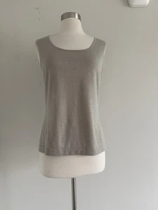 LAFAYETTE 148 NEW YORK CACHEMIR LUREX SEDA BEIGE METÁLICO SIN MANGAS TALLA L - Imagen 1 de 7