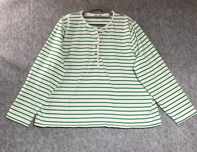 Camisa J Crew Top Mujer Plus 2X Henley Rayas Blancas Manga Larga Norma Diaria Foto 1 de 4