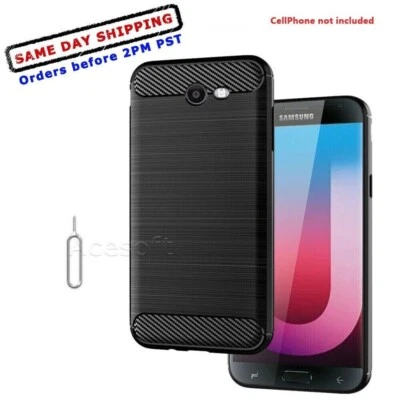 Funda protectora delgada suave de fibra de carbono premium para teléfono Samsung Galaxy J7 V SM-J727V Foto 1 de 2