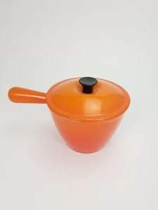 Le Creuset Vintage Orange Enameled Cast Iron Sauce Cooking Pot - Picture 1 of 9