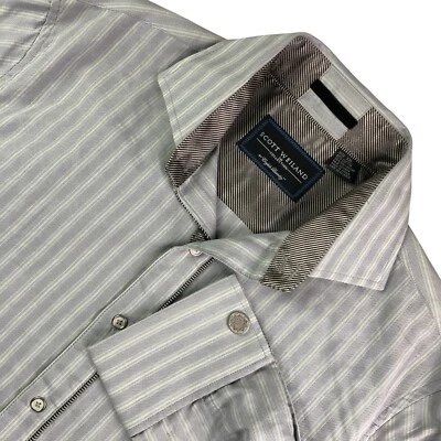 Camisa de vestir Scott Weiland para hombre puño francés gris a rayas • 2XL Foto 1 de 4
