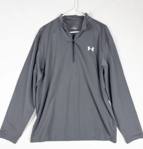 Under Armour Sweater Mens Large Black Pullover 1/4 Zip Logo Long Sleeve - Picture 1 of 7