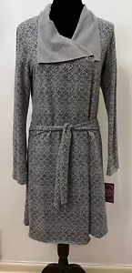 Lucky Brand Lounge Sleepwear Womens Kimono Robe Wrap Small Gray Geometric Print - Picture 1 of 12