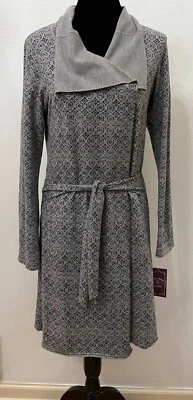 Lucky Brand Lounge Sleepwear женщин кимоно халат надежном маленький серый геометрический принт  - Изображение 1 из 4