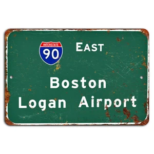 East Boston Logan Airport Rustic Metal Sign - Vintage Road Decor - Picture 1 of 1