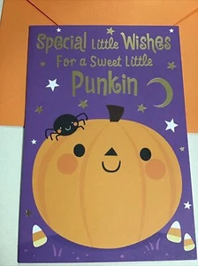 "Tarjeta de felicitación especial Halloween para un dulce pequeño punkin calabaza 5""x7"" sello" - Imagen 1 de 5